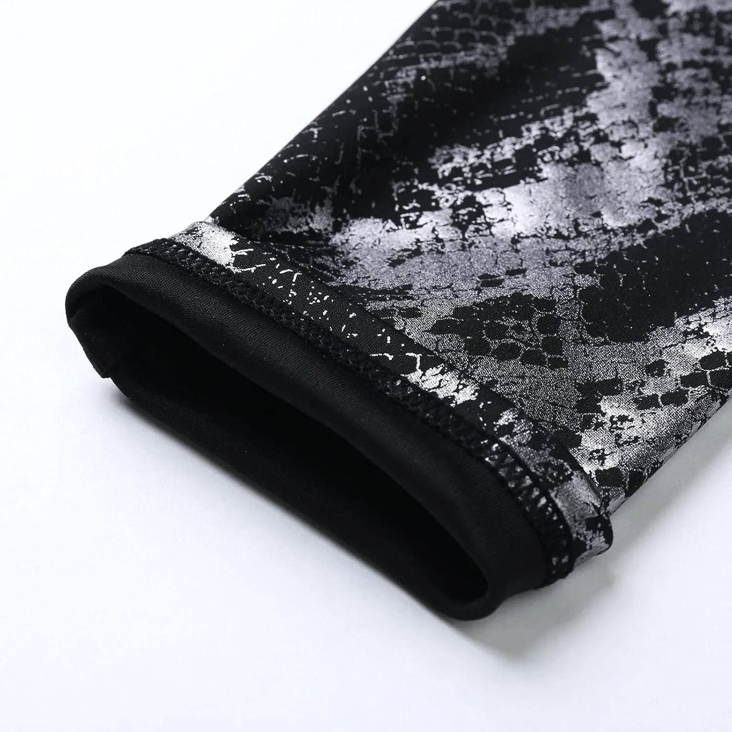 Kingspinner Shiny Metallic Leggings for Women Snakeskin Print Ruched Yoga Pant High Waist Wet Look Metallic Disco Trousers