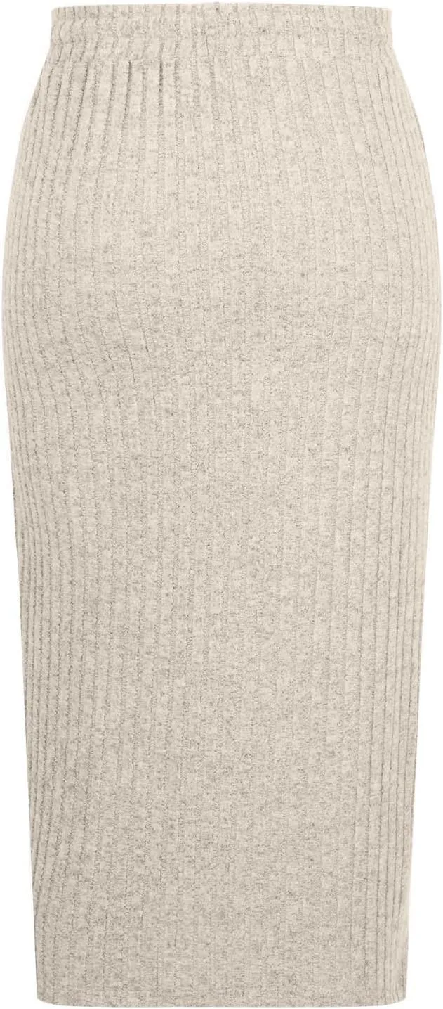 Knit Work Skirt for Women Summer Breathable Stretchy Drawstring Casual Midi High Waisted Bodycon Skirt Outfit