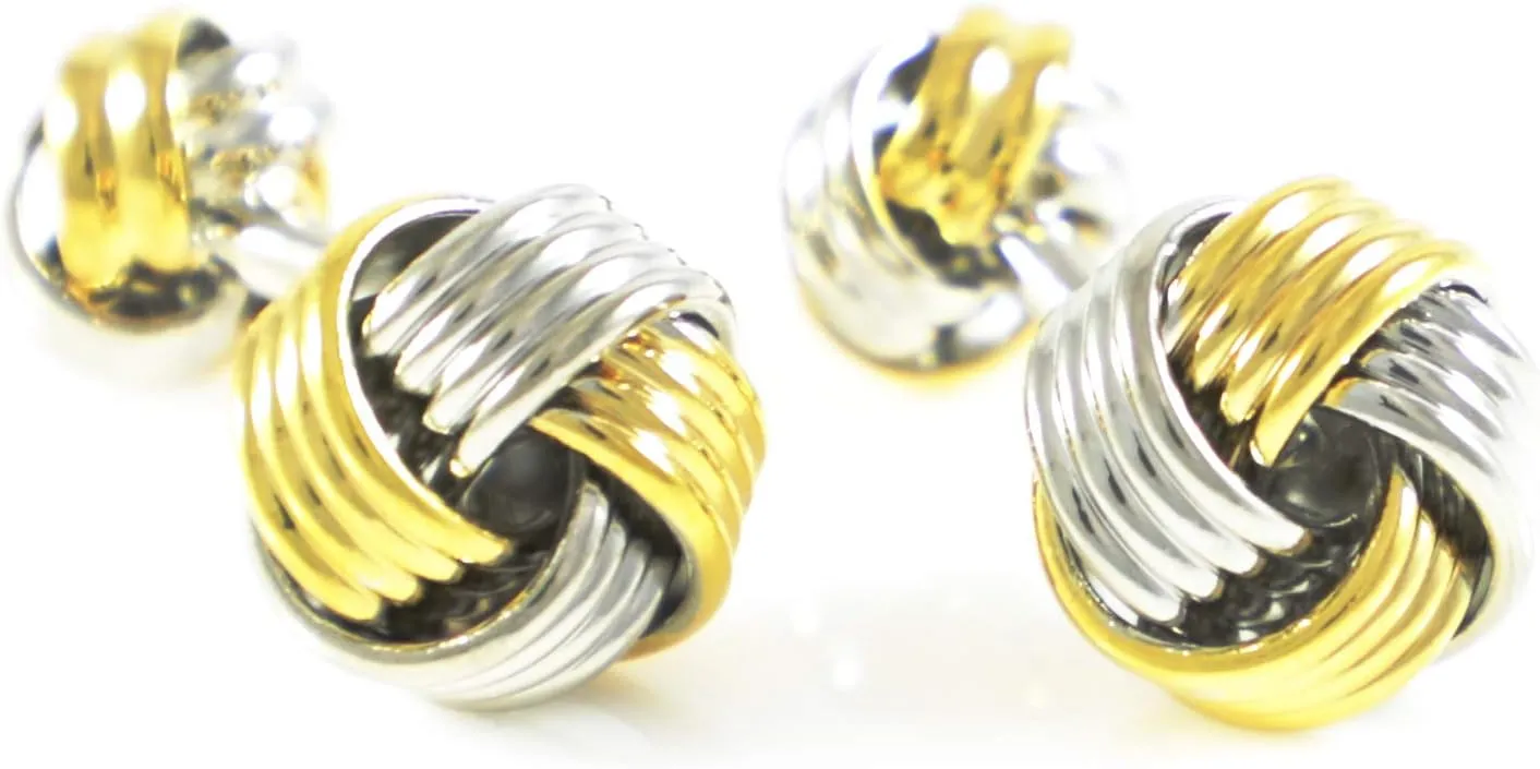 Knot Cufflinks with Black Presentation Box Brass Material Silver Tone Knot Cuff Links