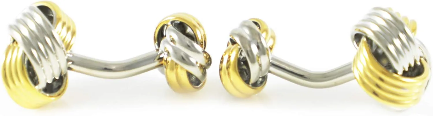 Knot Cufflinks with Black Presentation Box Brass Material Silver Tone Knot Cuff Links