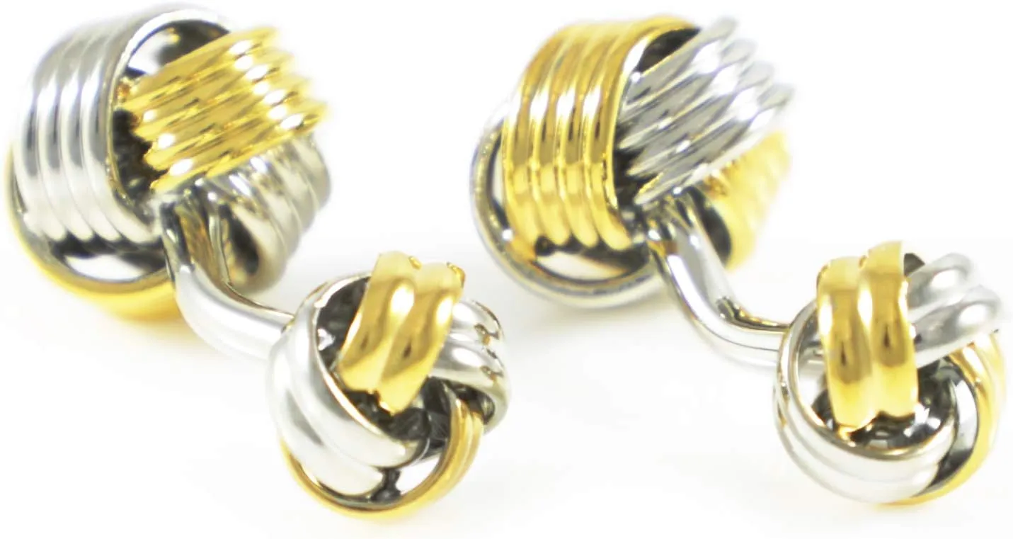 Knot Cufflinks with Black Presentation Box Brass Material Silver Tone Knot Cuff Links
