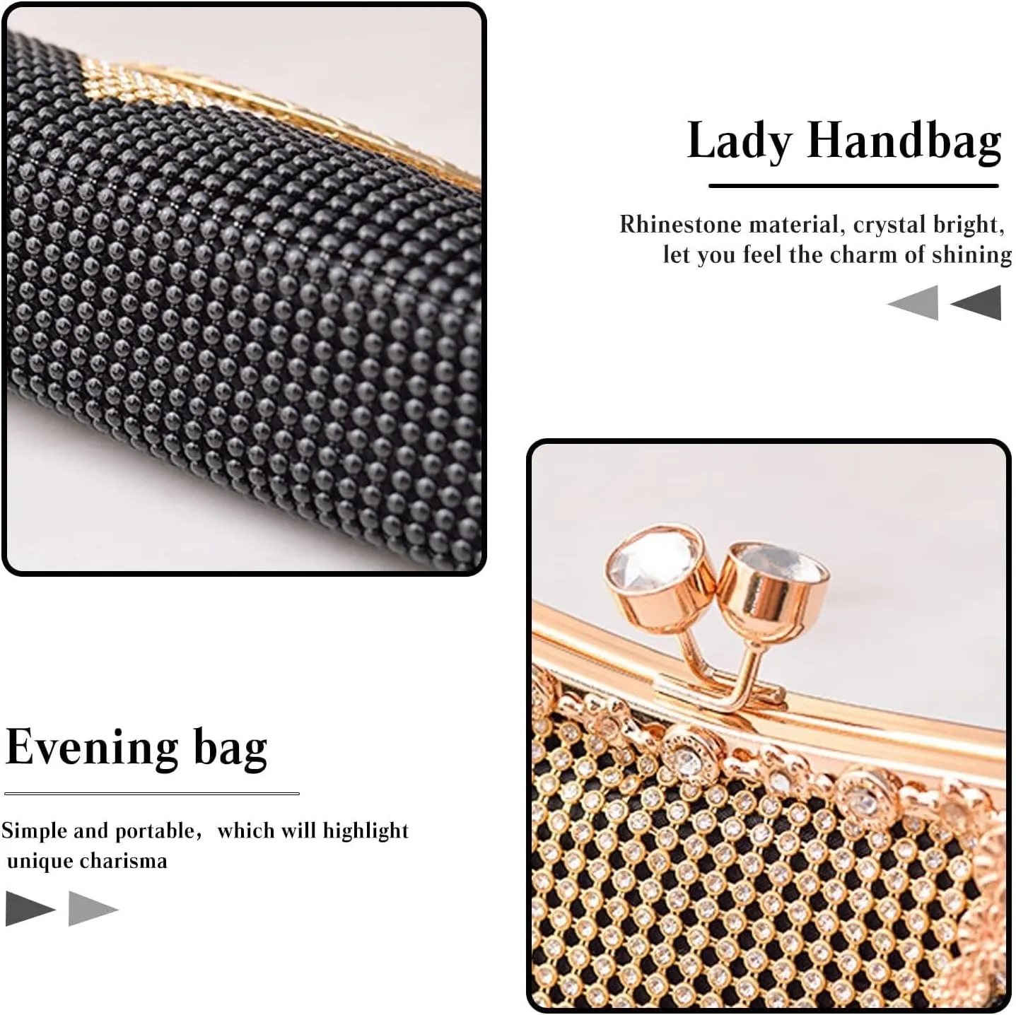Ladies Crystal Handbag Sparkly Glitter Shoulder Bridal Wedding Crossbody Women's Evening Clutch Rhinestones Purse