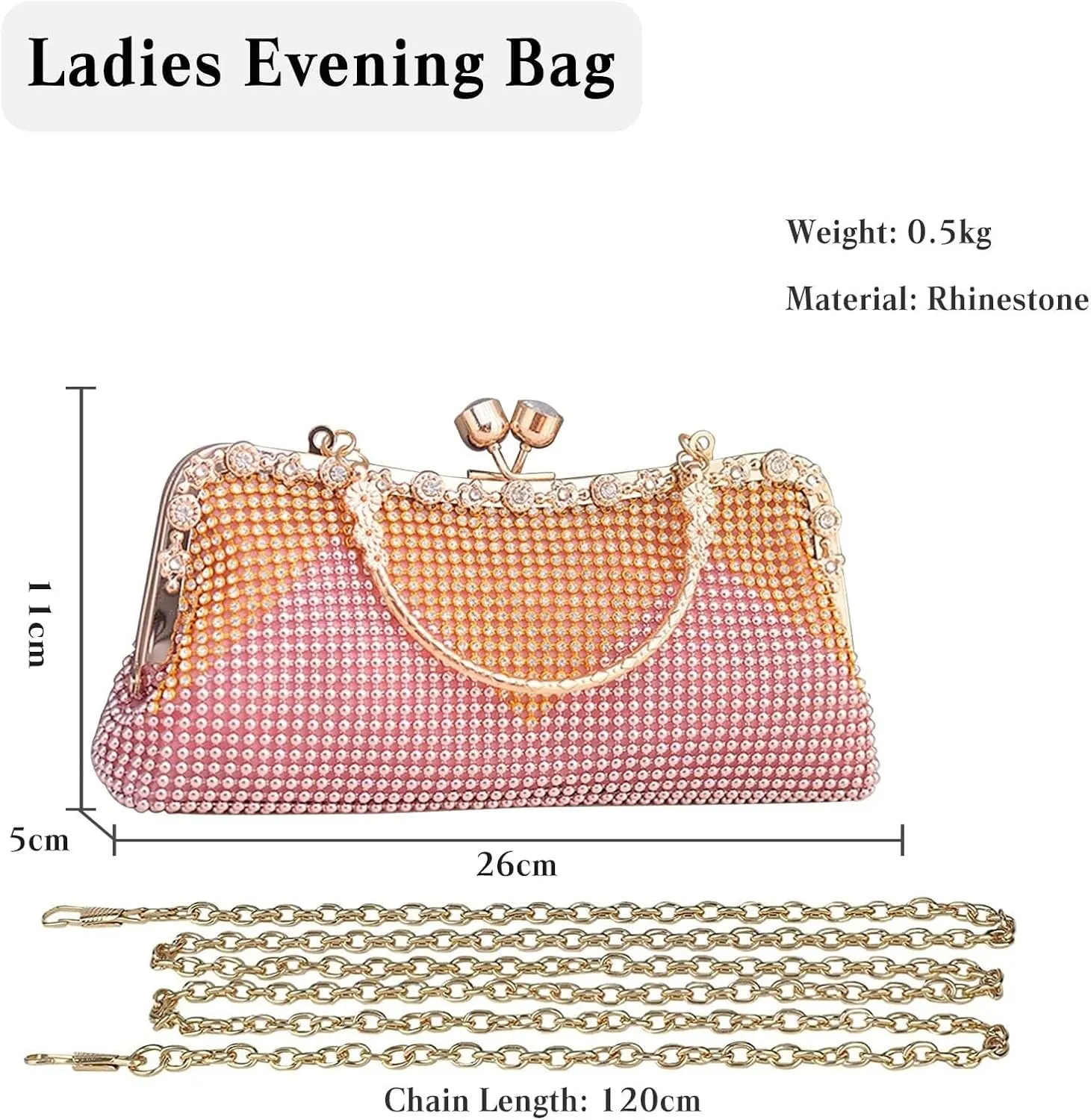 Ladies Crystal Handbag Sparkly Glitter Shoulder Bridal Wedding Crossbody Women's Evening Clutch Rhinestones Purse