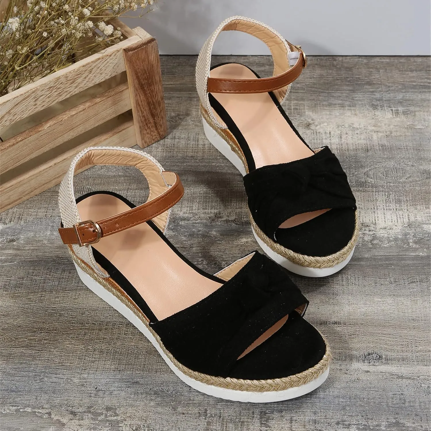 Ladmiple Summer Sandals for Women 2023 Dressy Espadrilles Wedge Shoes Open Toe Wedges Casual Travel Comfy Slip On Sandal