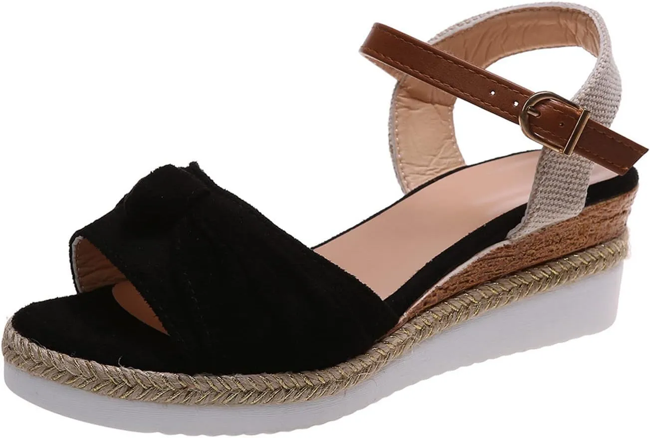 Ladmiple Summer Sandals for Women 2023 Dressy Espadrilles Wedge Shoes Open Toe Wedges Casual Travel Comfy Slip On Sandal