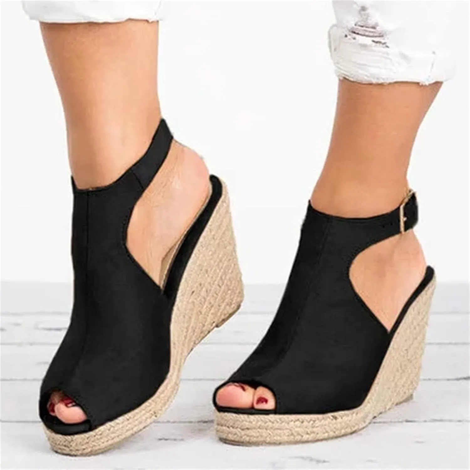 Ladmiple Summer Sandals for Women 2023 Dressy Espadrilles Wedge Shoes Open Toe Wedges Comfy Travel Casual Slip On Sandal
