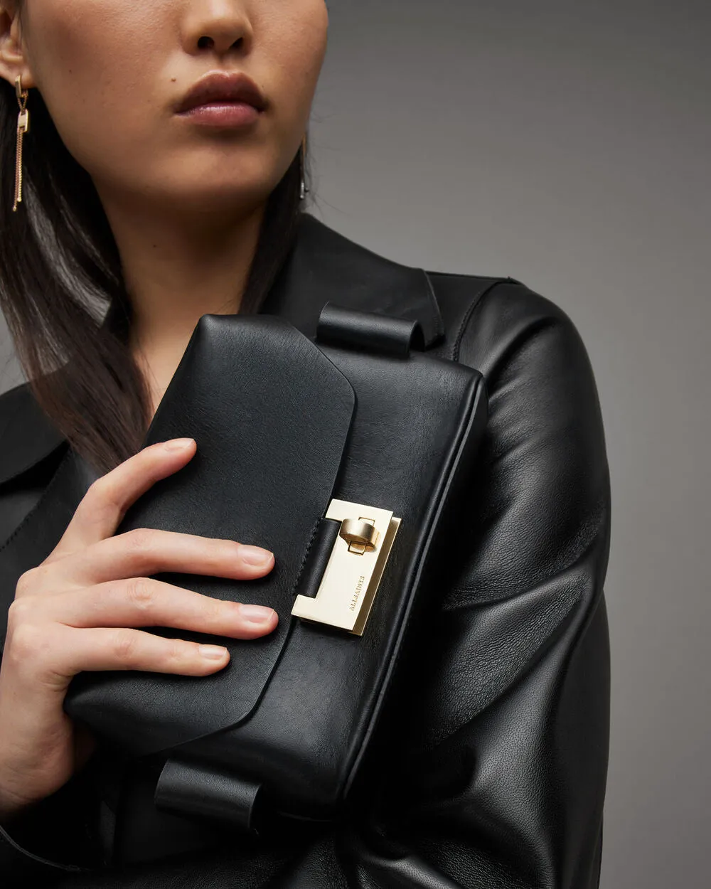 Leather shoulder bag Frankie 3-in-1 AllSaints, black