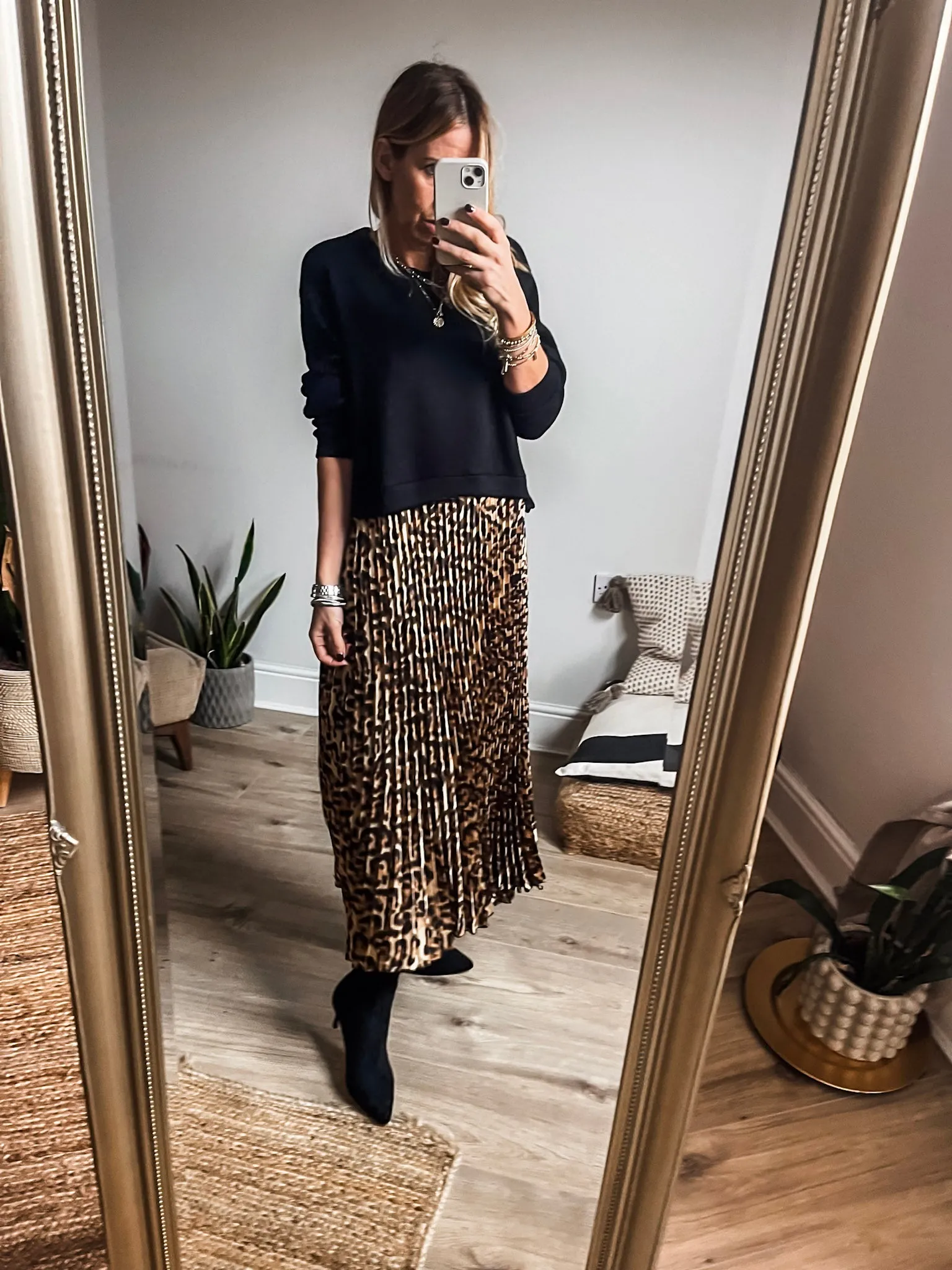 Leopard Pleated Jumper Dress