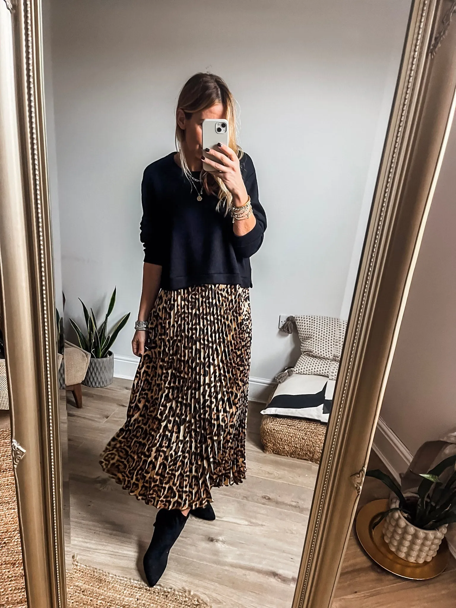 Leopard Pleated Jumper Dress