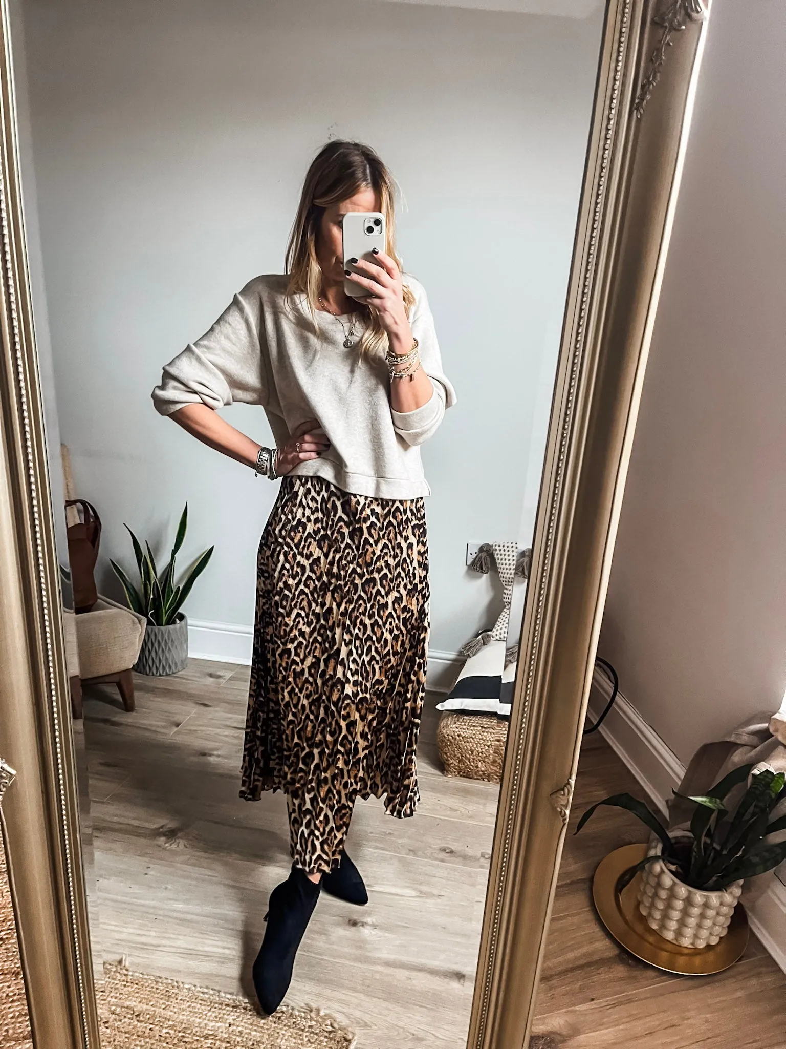 Leopard Pleated Jumper Dress