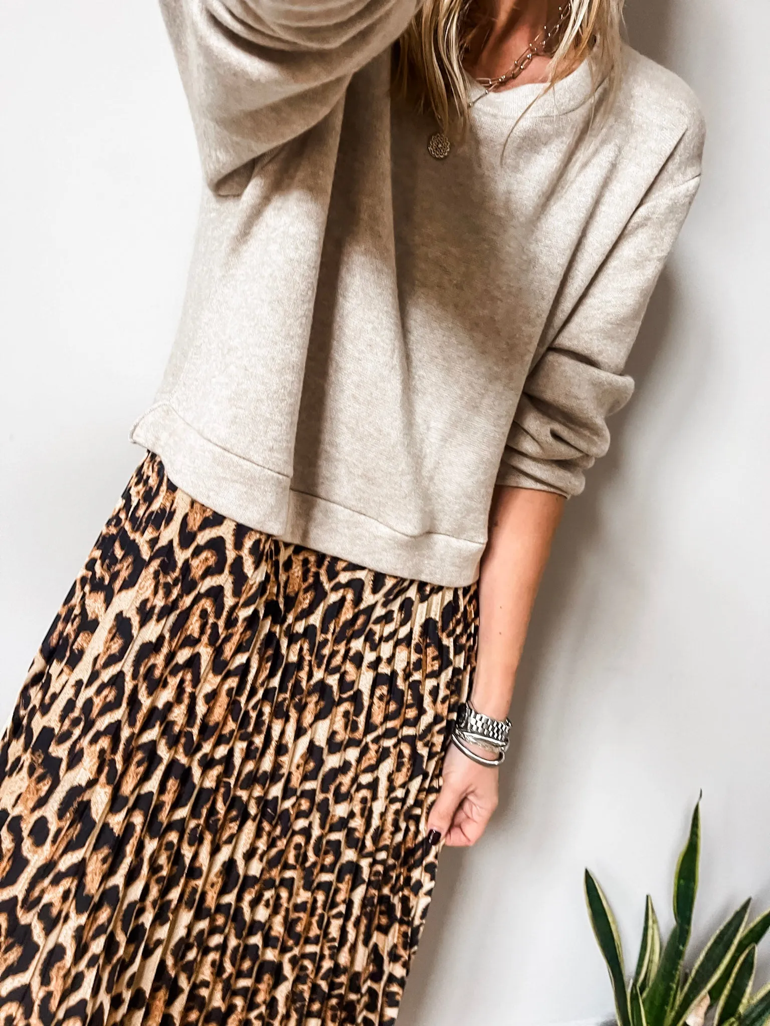 Leopard Pleated Jumper Dress