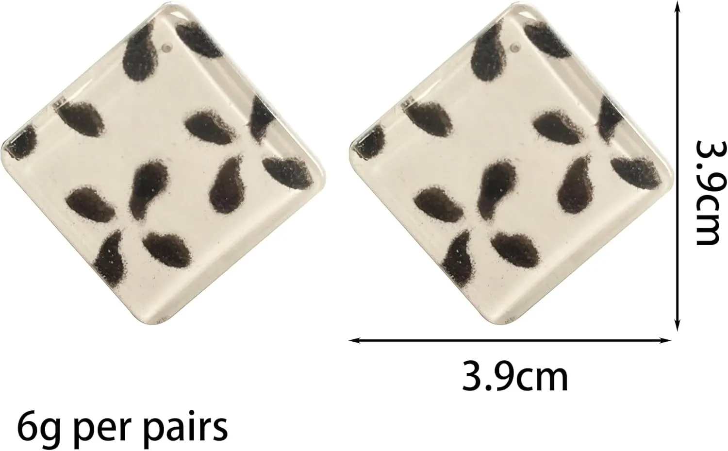 Leopard Retro Simple Acrylic Geometric Square Button Earrings Studs for Women Statement Drop Earring
