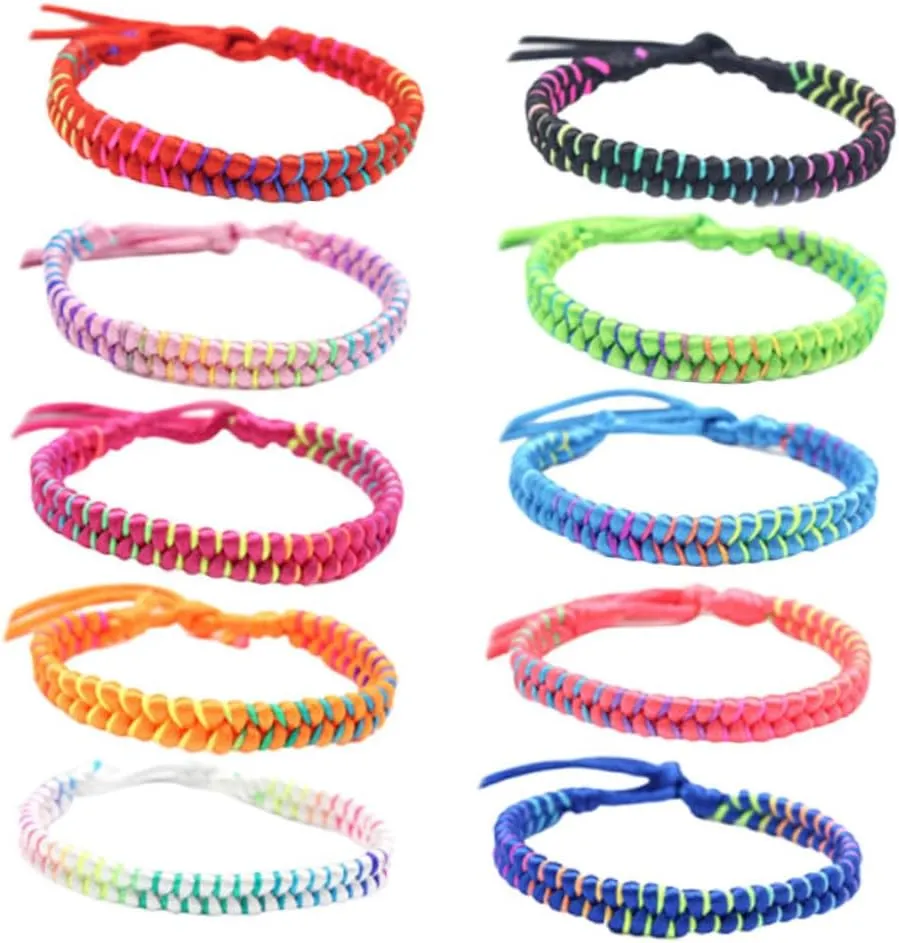 LIFKOME 10pcs Mixed Hand-woven Men's Bracelets Thread Wrist Rope Adjustable Size Wrist Chain Chic and Eye-catching