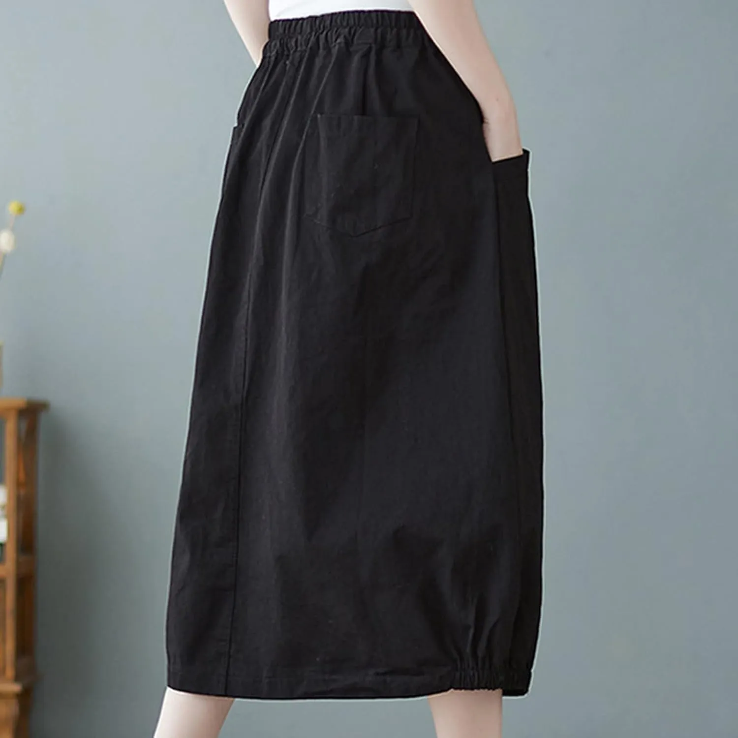 Linen Skirt for Women Casual Loose Fit Baggy Skirts High Rise Cozy Lounge Skirt Summer Pure Flowy Plus Size Skirt