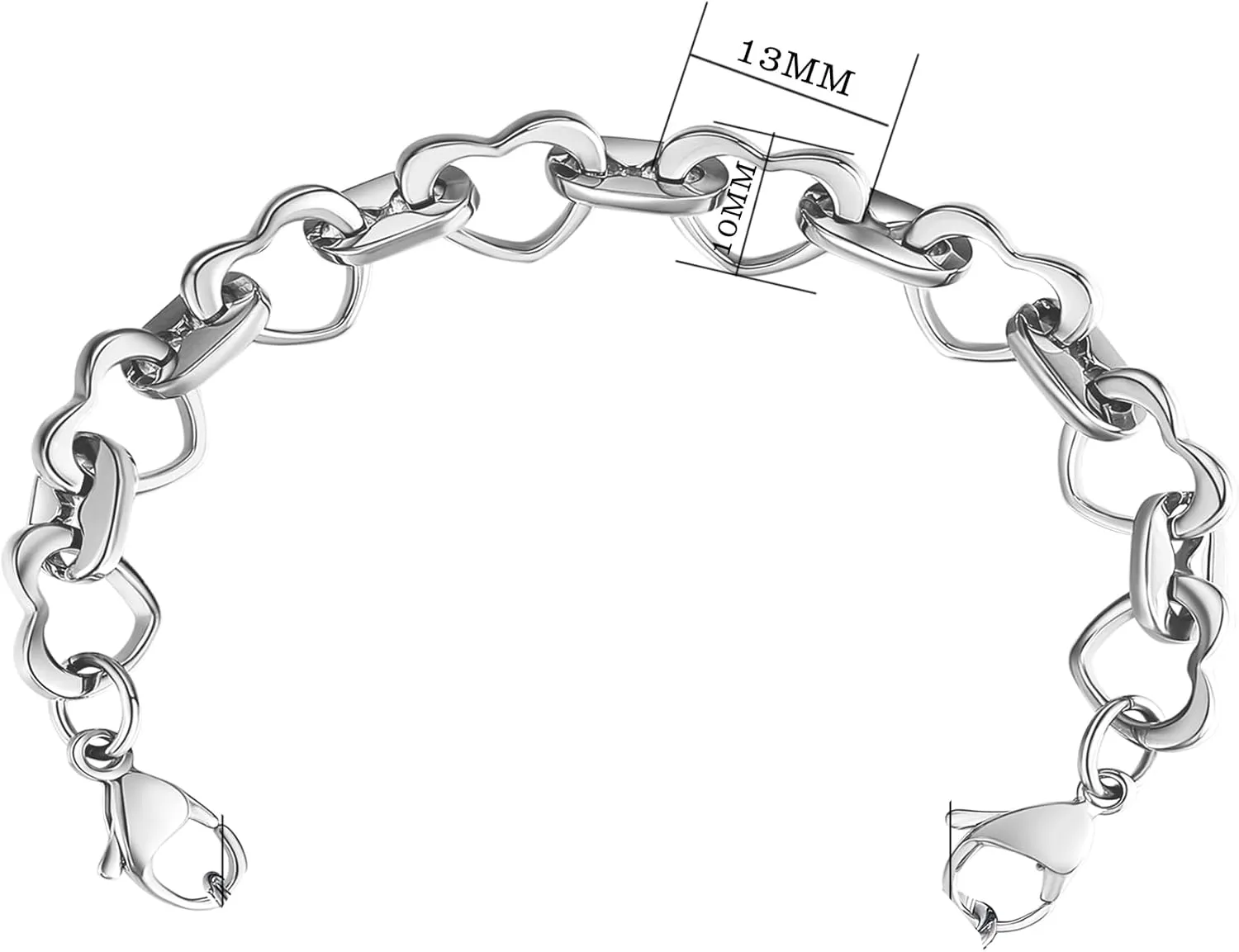 LinnaLove Heart Link Stainless Steel Interchangeable Medical Alert Bracelet