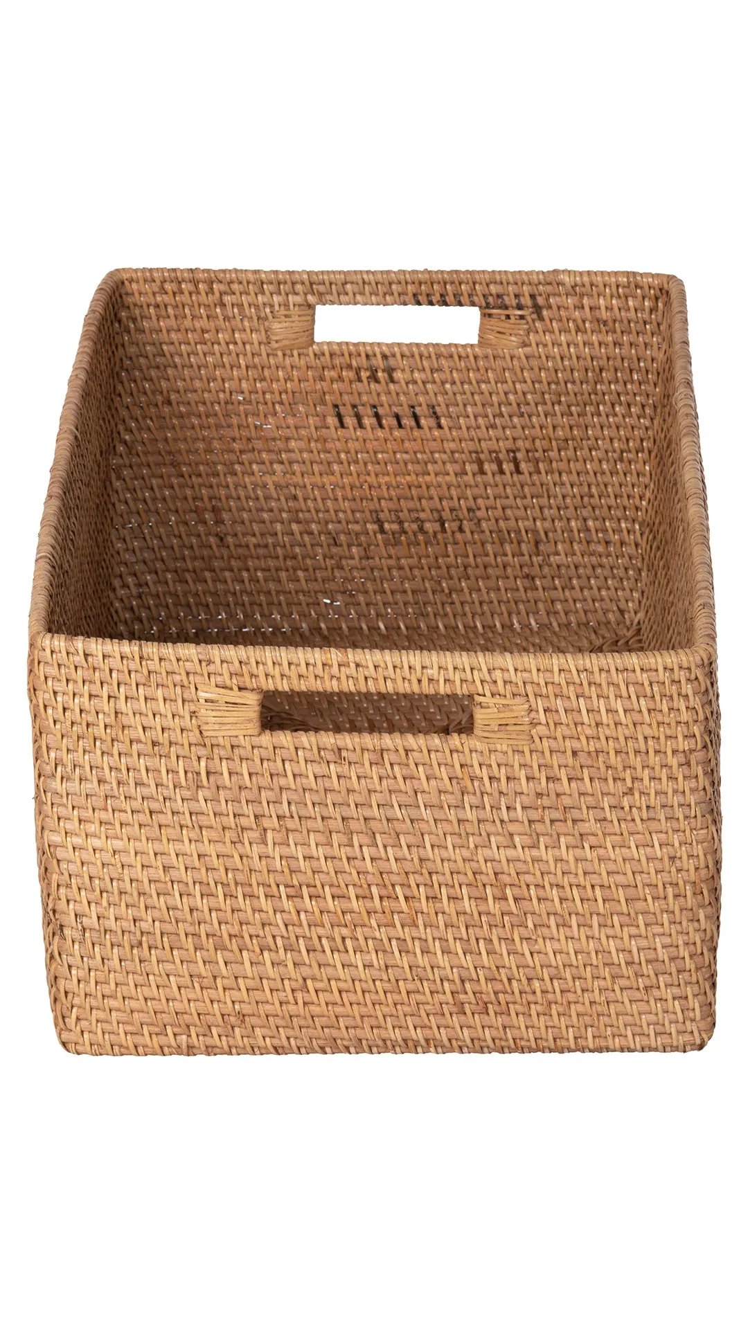 Loma Rectangular Decorative Rattan Storage Basket with Handles