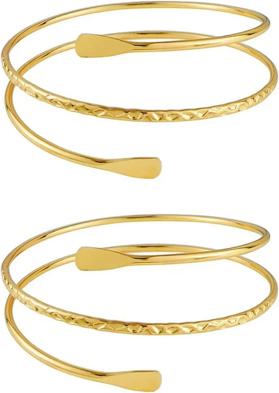 Long tiantian 2PCS Arm Cuff for Women Gold Upper Arm Bangles Bracelet Jewelry Summer Beach Essentials 2025