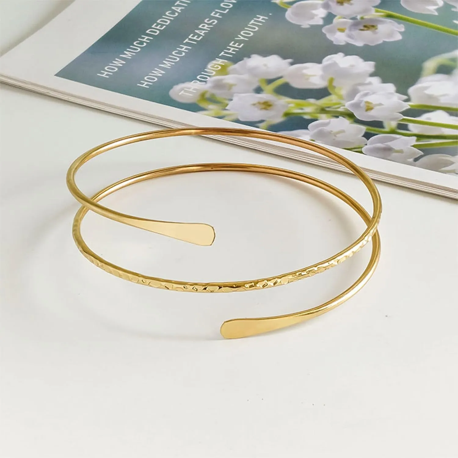 Long tiantian 2PCS Arm Cuff for Women Gold Upper Arm Bangles Bracelet Jewelry Summer Beach Essentials 2025