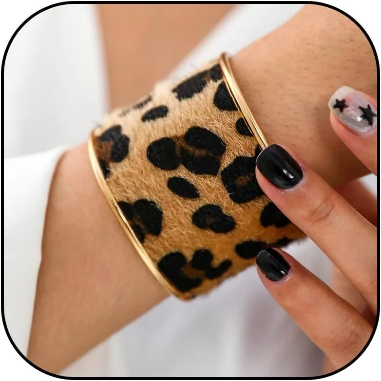 Long tiantian Leopard Bangles for Women Bangle Bracelets Chunky Bangles Bracelets Non Tarnish Gold/Silver Bracelet for Women Trendy Jewelry Gifts