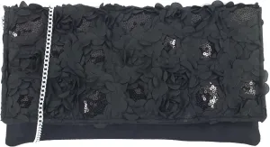 LONI Womens Evening Glitzy Sequin Clutch Bag/Shoulder Bag Wedding Party Prom Bag Black