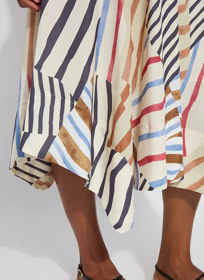 Lorenza Midi Handkerchief Skirt in Stripe and Art - Lysse 32-3538-M4
