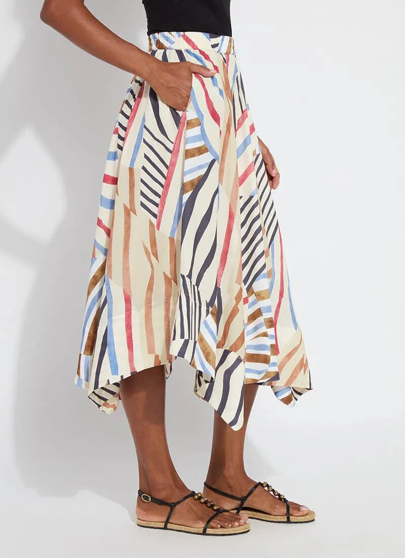 Lorenza Midi Handkerchief Skirt in Stripe and Art - Lysse 32-3538-M4