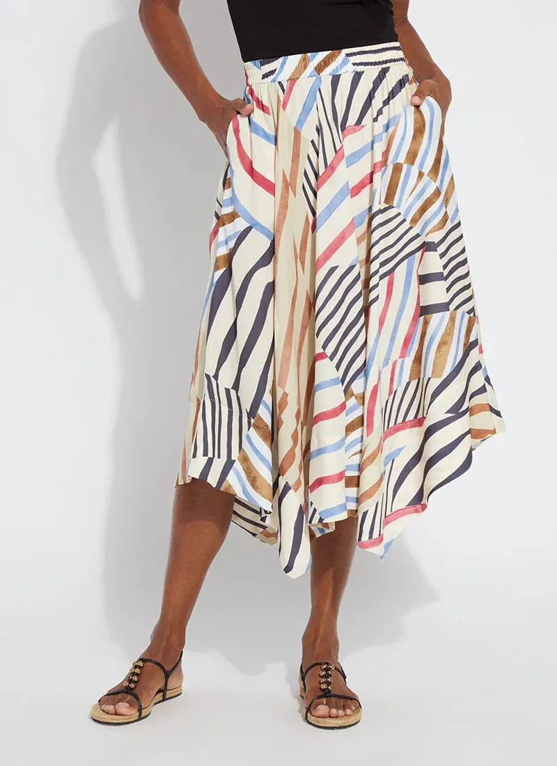 Lorenza Midi Handkerchief Skirt in Stripe and Art - Lysse 32-3538-M4