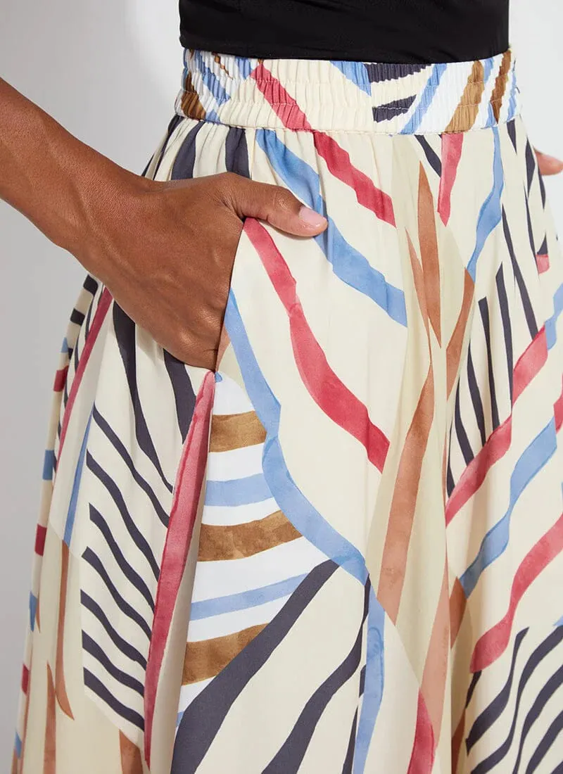 Lorenza Midi Handkerchief Skirt in Stripe and Art - Lysse 32-3538-M4