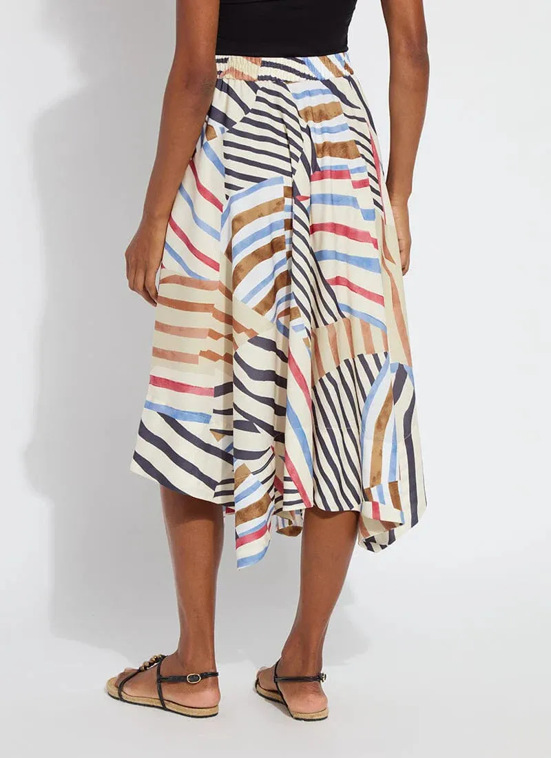 Lorenza Midi Handkerchief Skirt in Stripe and Art - Lysse 32-3538-M4