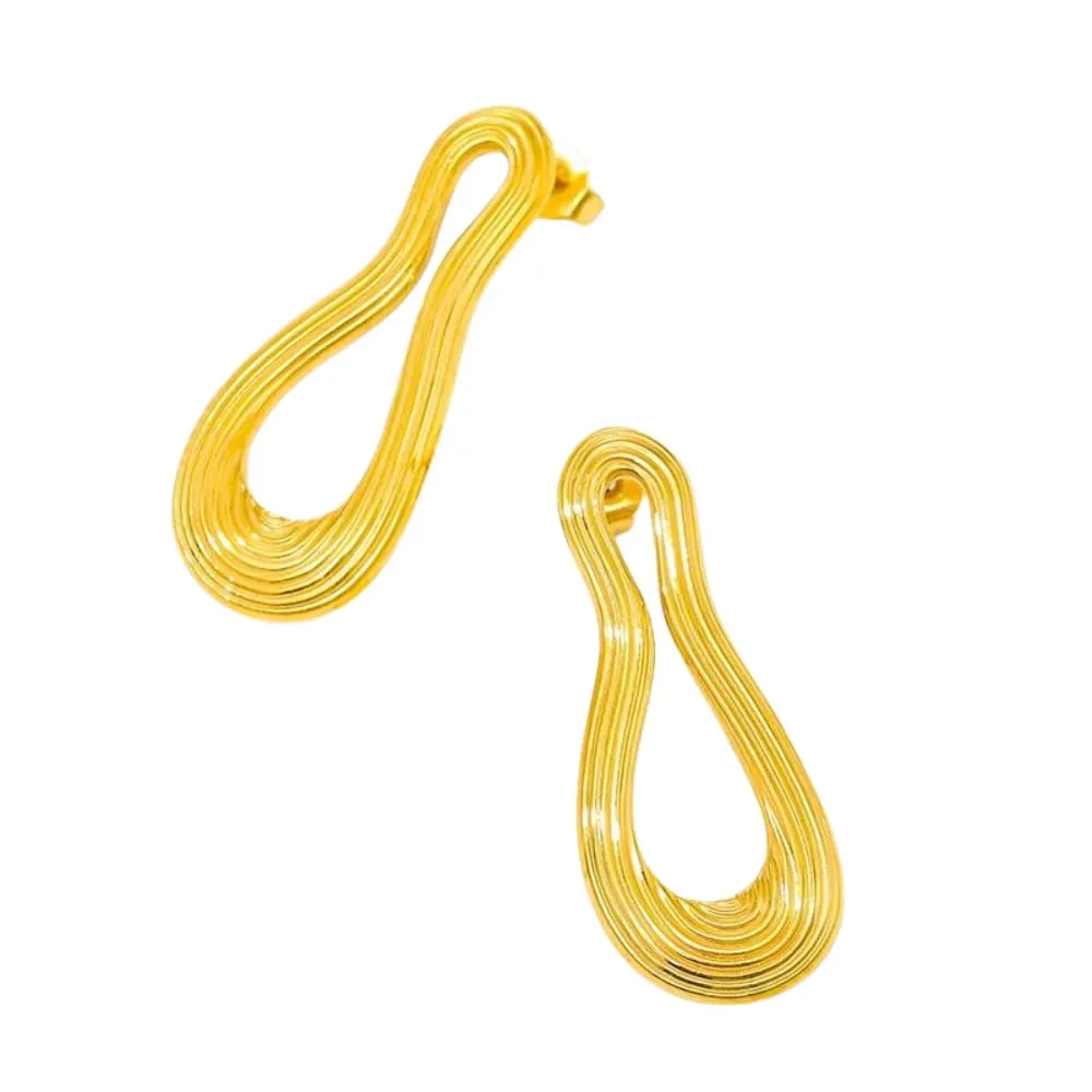 Luxury Minimalist Gold Plated Titanium Geometric Chunky Metal Stud Earrings: Classic Vintage Statement