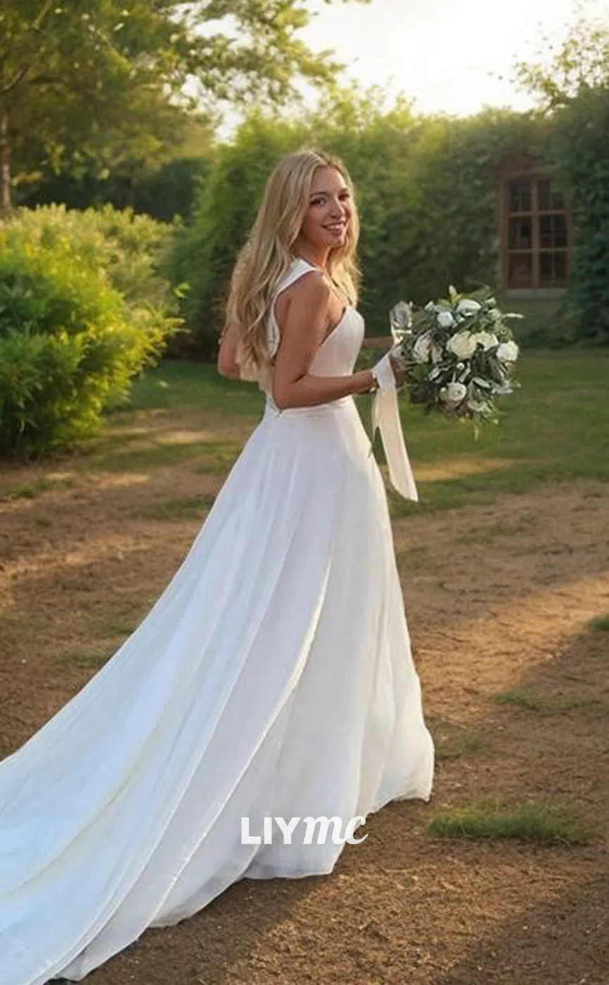 LW642 - A-Line Princess Sweetheart Sweep Train Organza Wedding Dresses