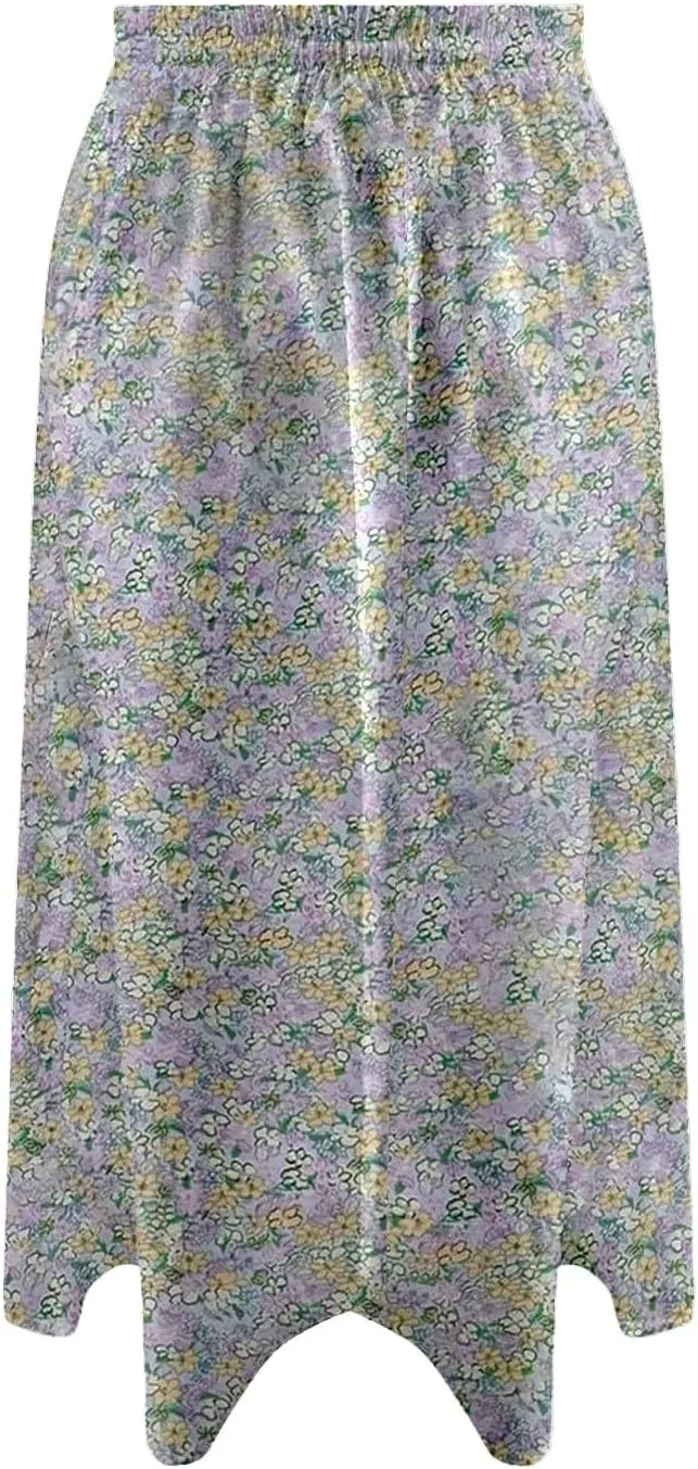 Maxi Skirts for Women 2025 Summer Vacation Comfy Drawstring Waist Pleated A-Line Beach Bohemian Casual Midi Skirts