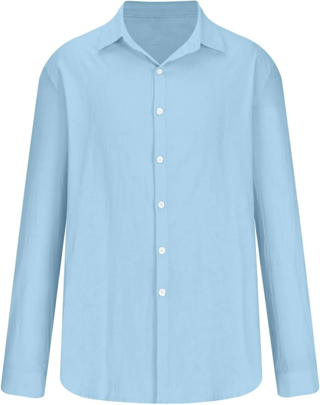 Mens Casual Long Sleeve Cotton Linen Shirts Fashion Summer Tops Regular Fit Plain Holiday Beach Button Down Tshirt