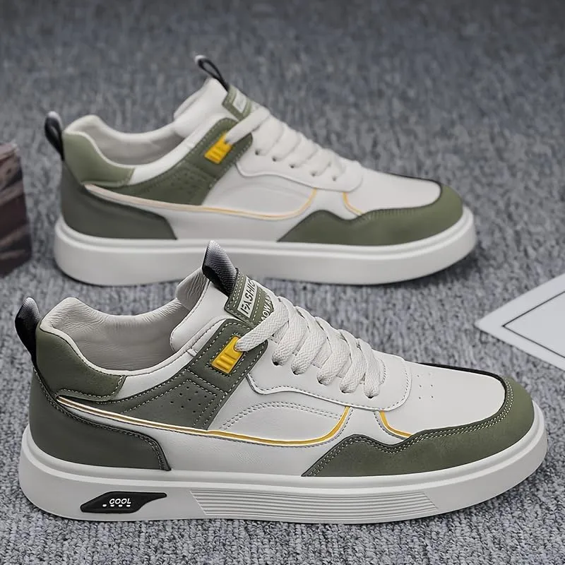 Men's Colorblock Sneakers - Synthetic Leather Athletic Shoes for Casual Style