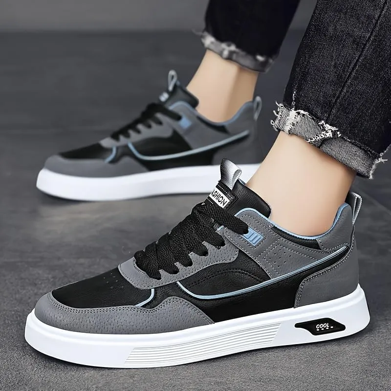 Men's Colorblock Sneakers - Synthetic Leather Athletic Shoes for Casual Style