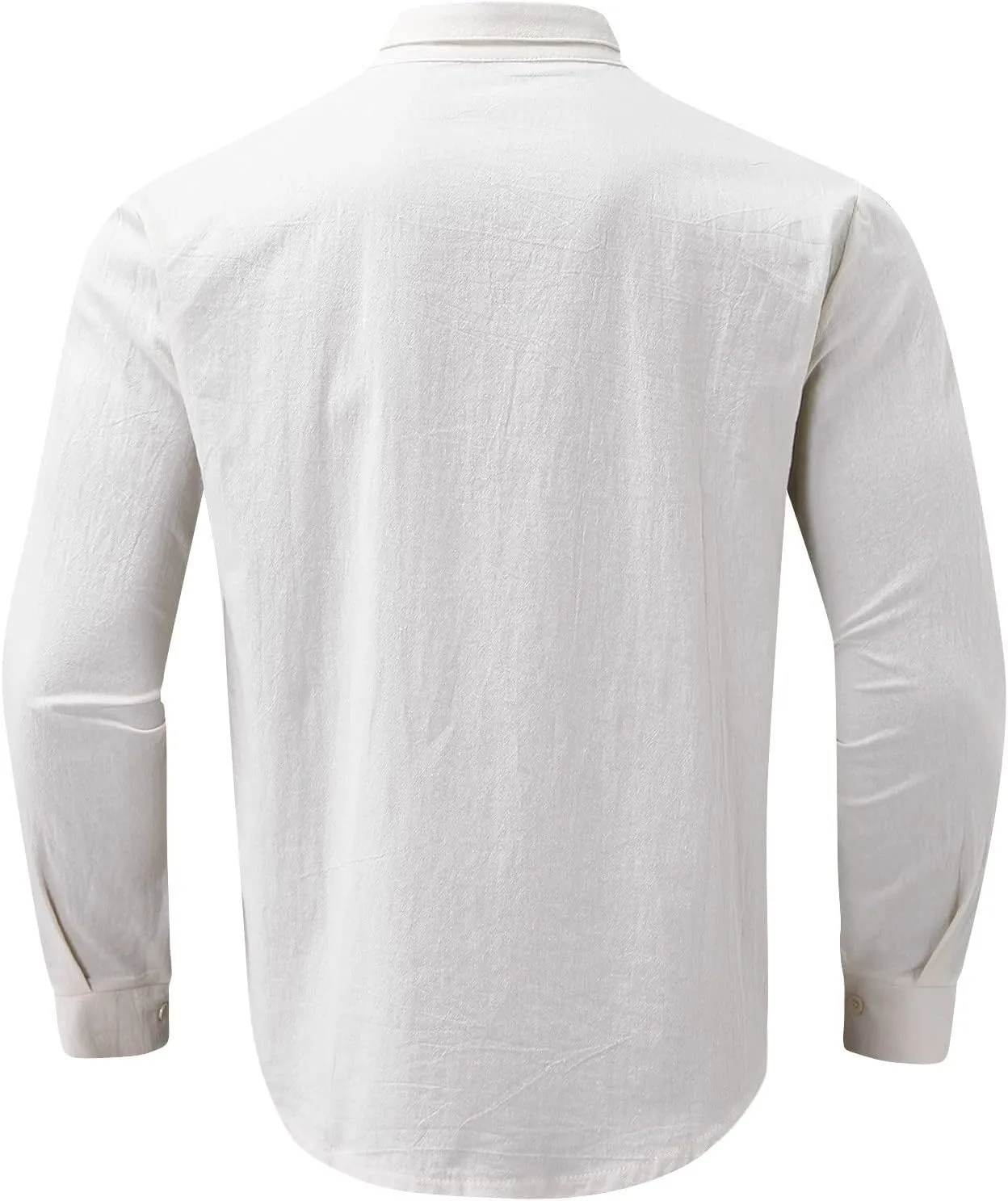 Men's Long Sleeve Linen Button Down Shirt Beach Casual Dress Shirts Summer Lightweight Cotton Linen Shirt Tops