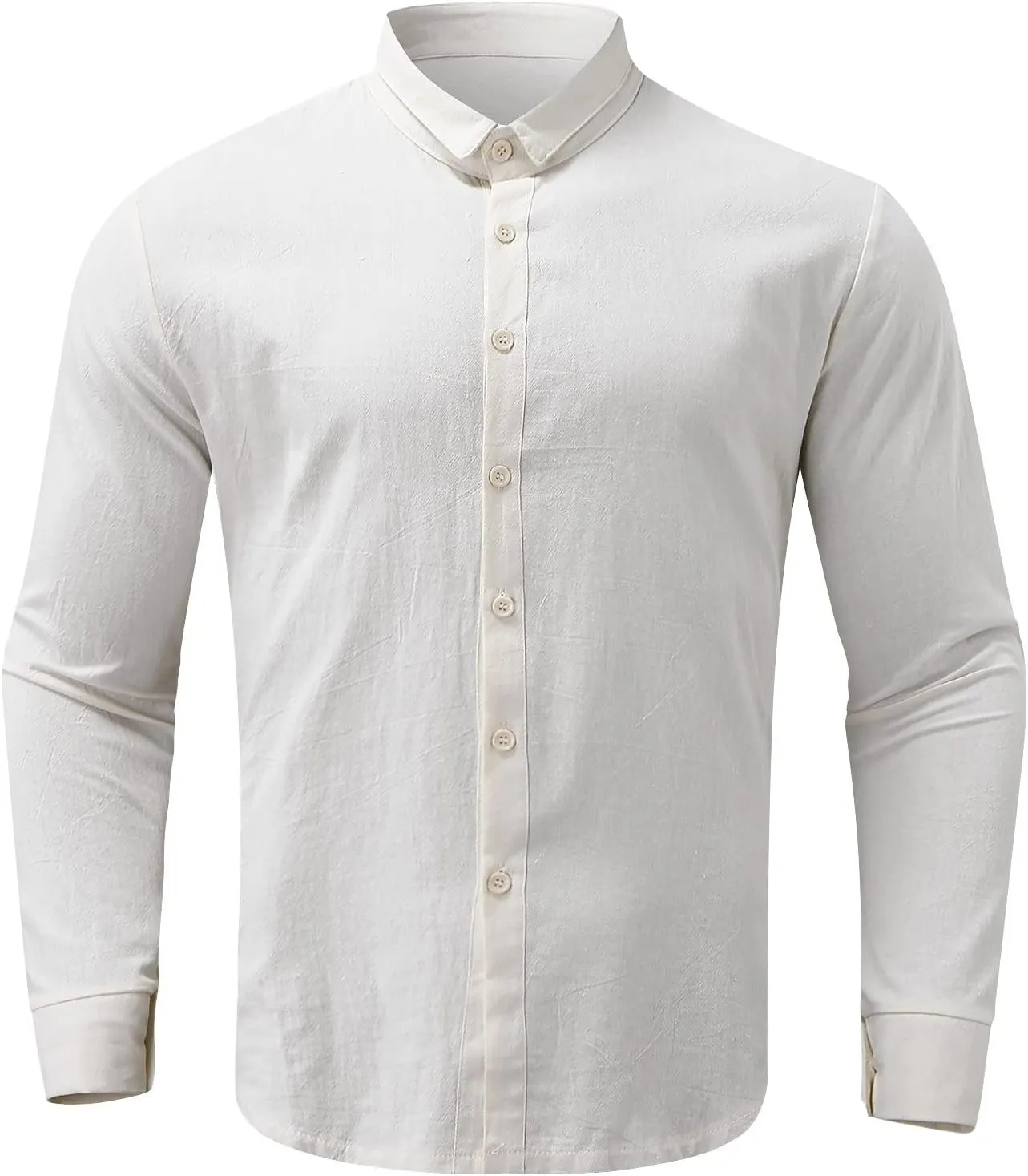 Men's Long Sleeve Linen Button Down Shirt Beach Casual Dress Shirts Summer Lightweight Cotton Linen Shirt Tops
