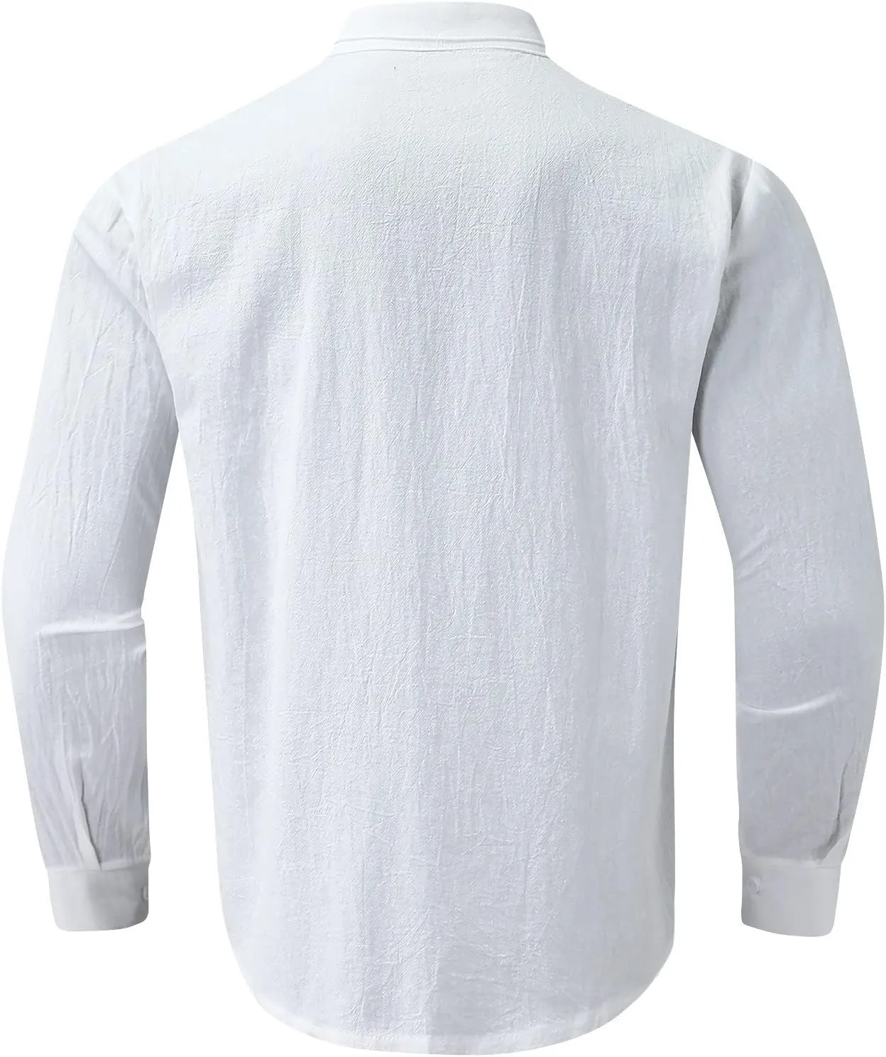 Men's Long Sleeve Linen Button Down Shirt Beach Casual Dress Shirts Summer Lightweight Cotton Linen Shirt Tops