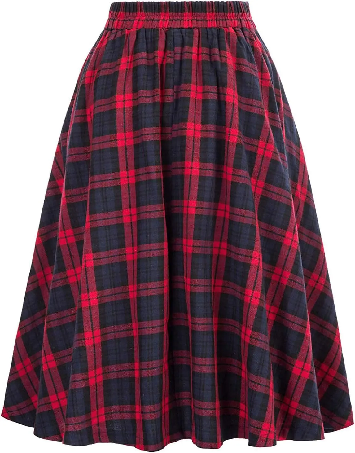 Midi Skirts for Women Casual Short Style Skirts High Waist Elegant Skirt Preppy Plaid Ankle Pleated Cheer Skirt