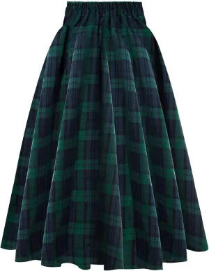 Midi Skirts for Women Casual Short Style Skirts High Waist Elegant Skirt Preppy Plaid Ankle Pleated Cheer Skirt