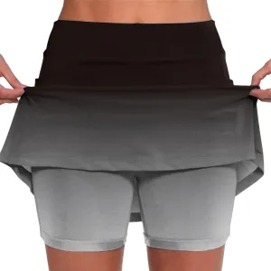 Mini Skorts for Women Tummy Control High Waisted Athletic Tennis Golf Skirts with Pockets Gradient Color Skirt