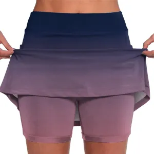 Mini Skorts for Women Tummy Control High Waisted Athletic Tennis Golf Skirts with Pockets Gradient Color Skirt