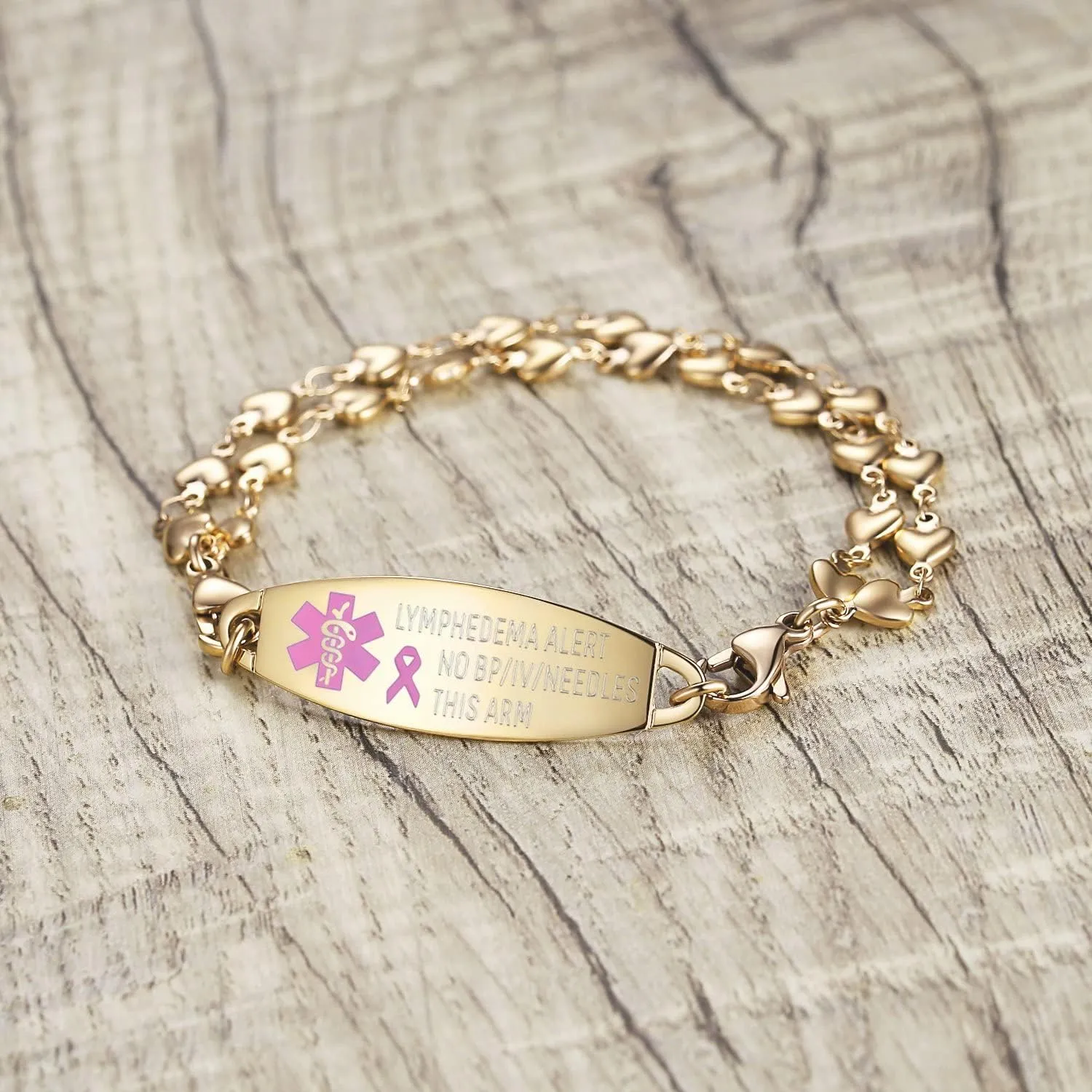 mnmoom Lymphedema Alert bracelet no bp no needles bracelet for women adjustable stainless steel breast cancer medical bracelets