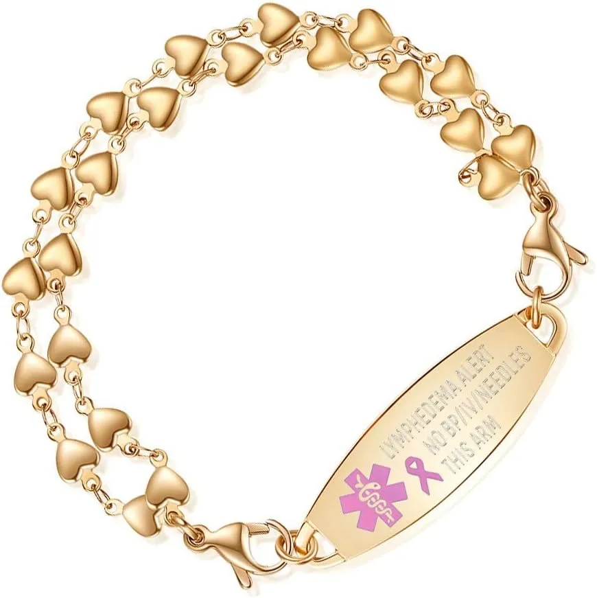 mnmoom Lymphedema Alert bracelet no bp no needles bracelet for women adjustable stainless steel breast cancer medical bracelets