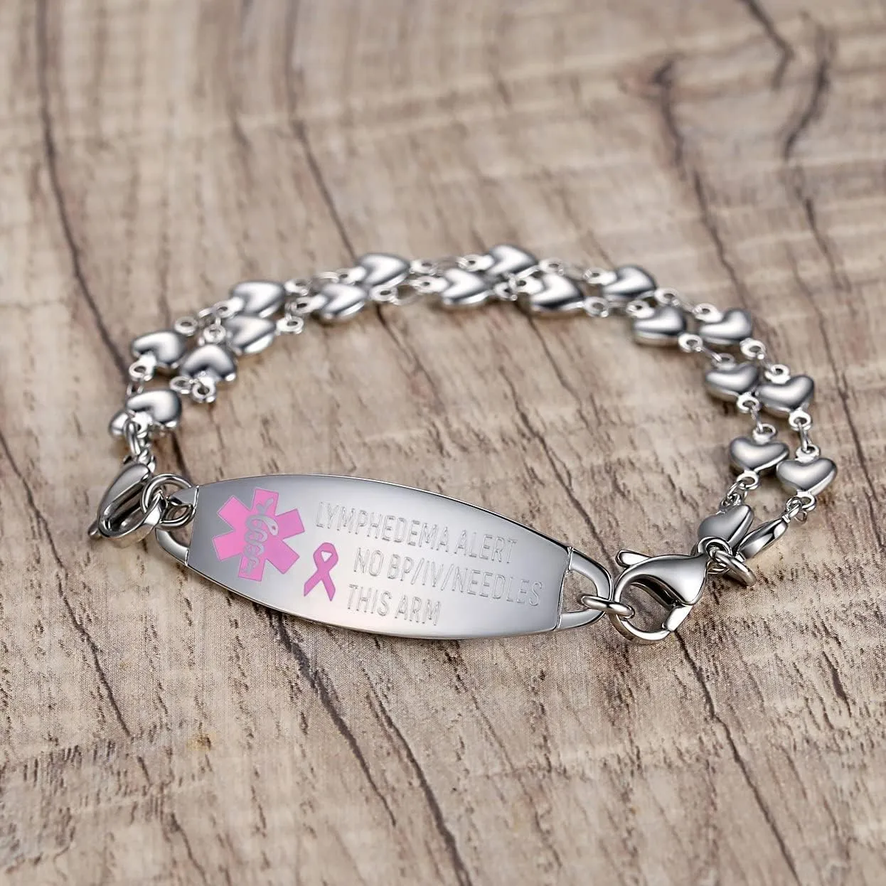 mnmoom Lymphedema Alert bracelet no bp no needles bracelet for women adjustable stainless steel breast cancer medical bracelets