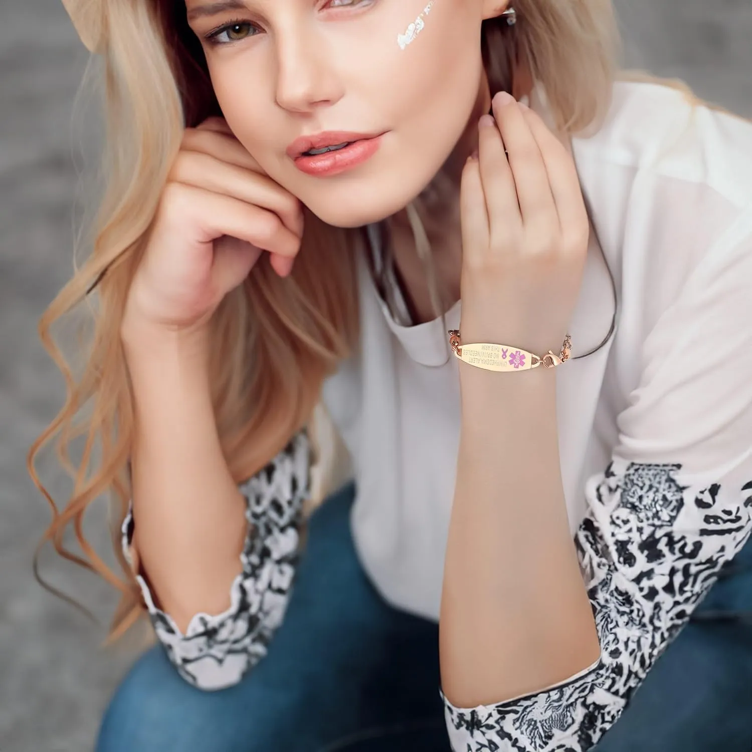 mnmoom Lymphedema Alert bracelet no bp no needles bracelet for women adjustable stainless steel breast cancer medical bracelets