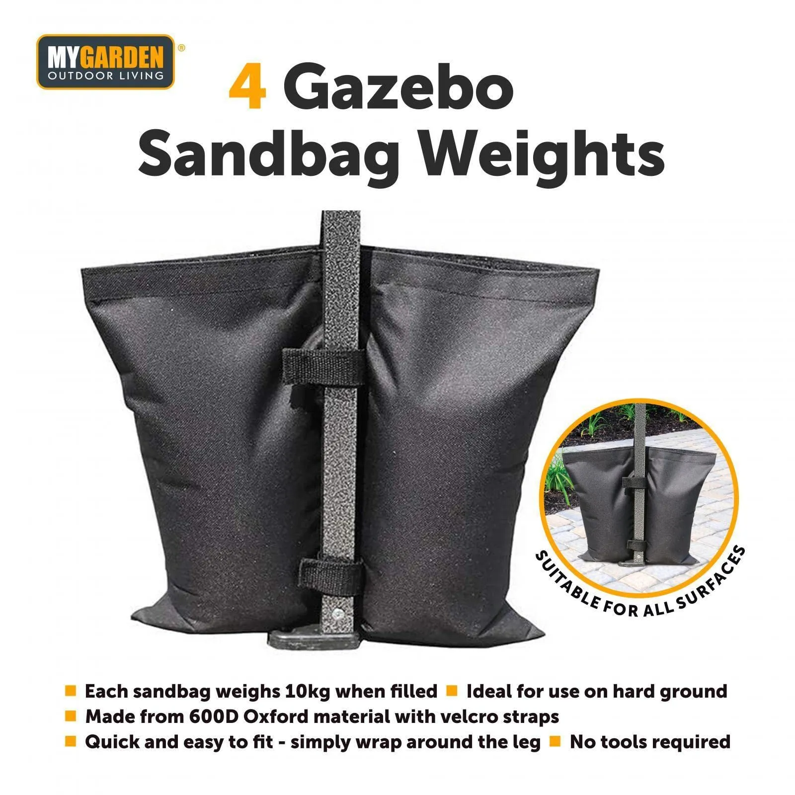 MYGARDEN Canopy Weight Bags Sand Bags For Instant Outdoor Sun Shelter Canopy Legs, 4-Pack