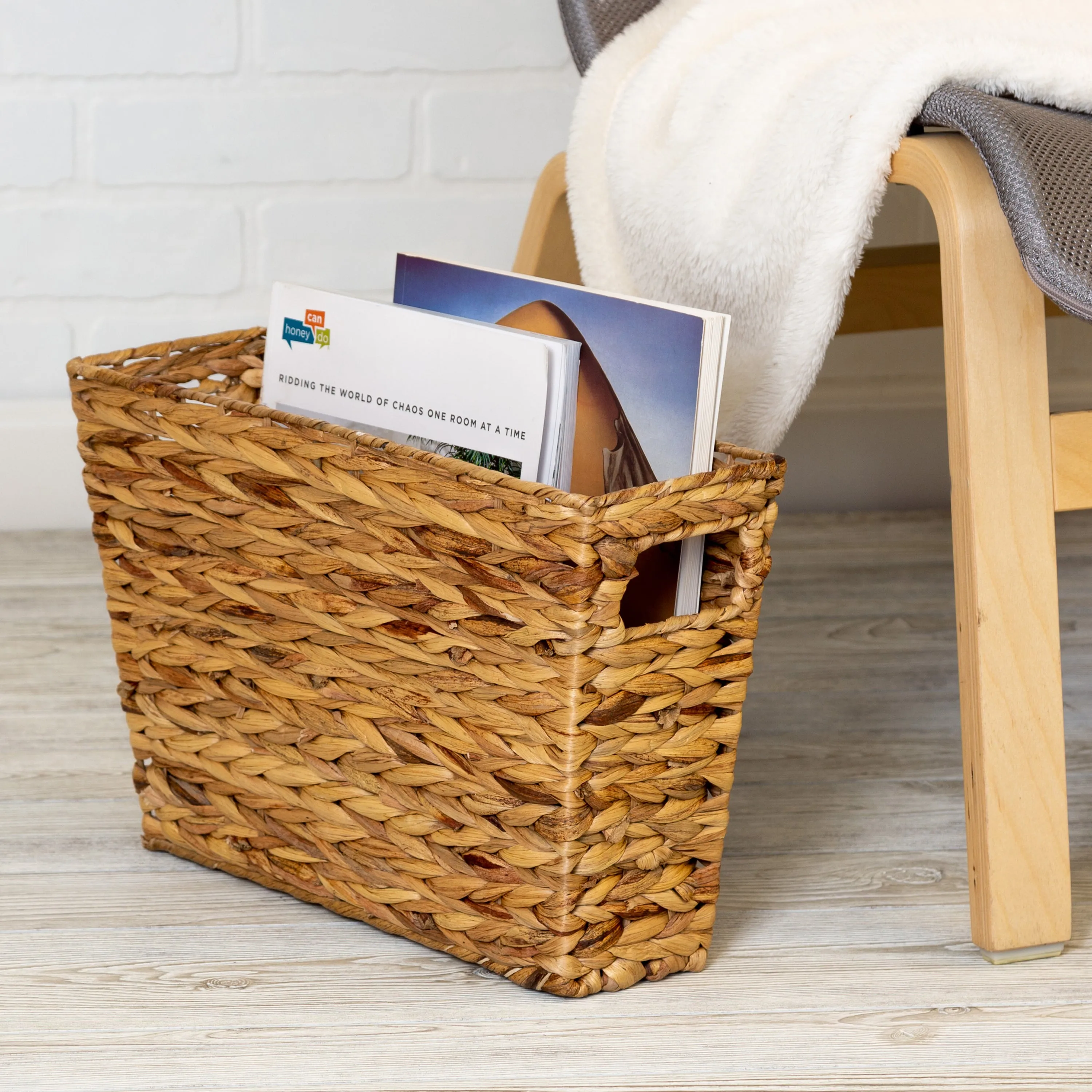 Natural Water Hyacinth Tall Storage Basket