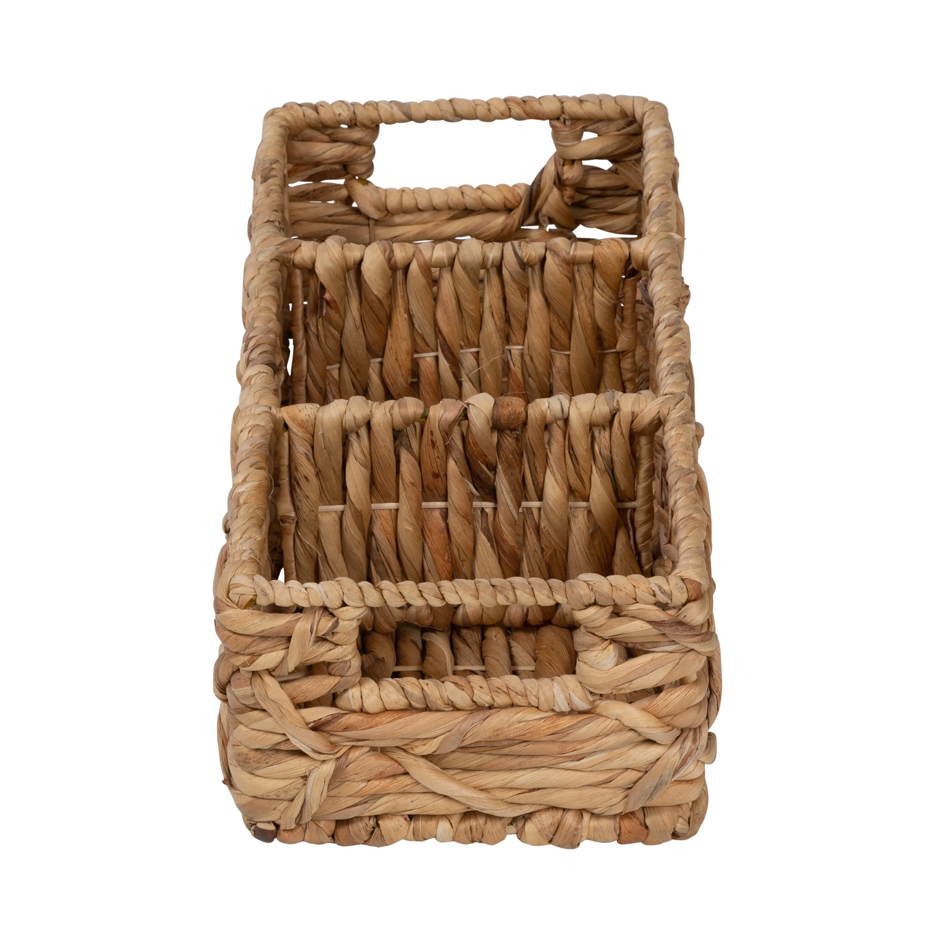 Natural Wicker Multi-Purpose Baskets with Dividers (Set of 2)