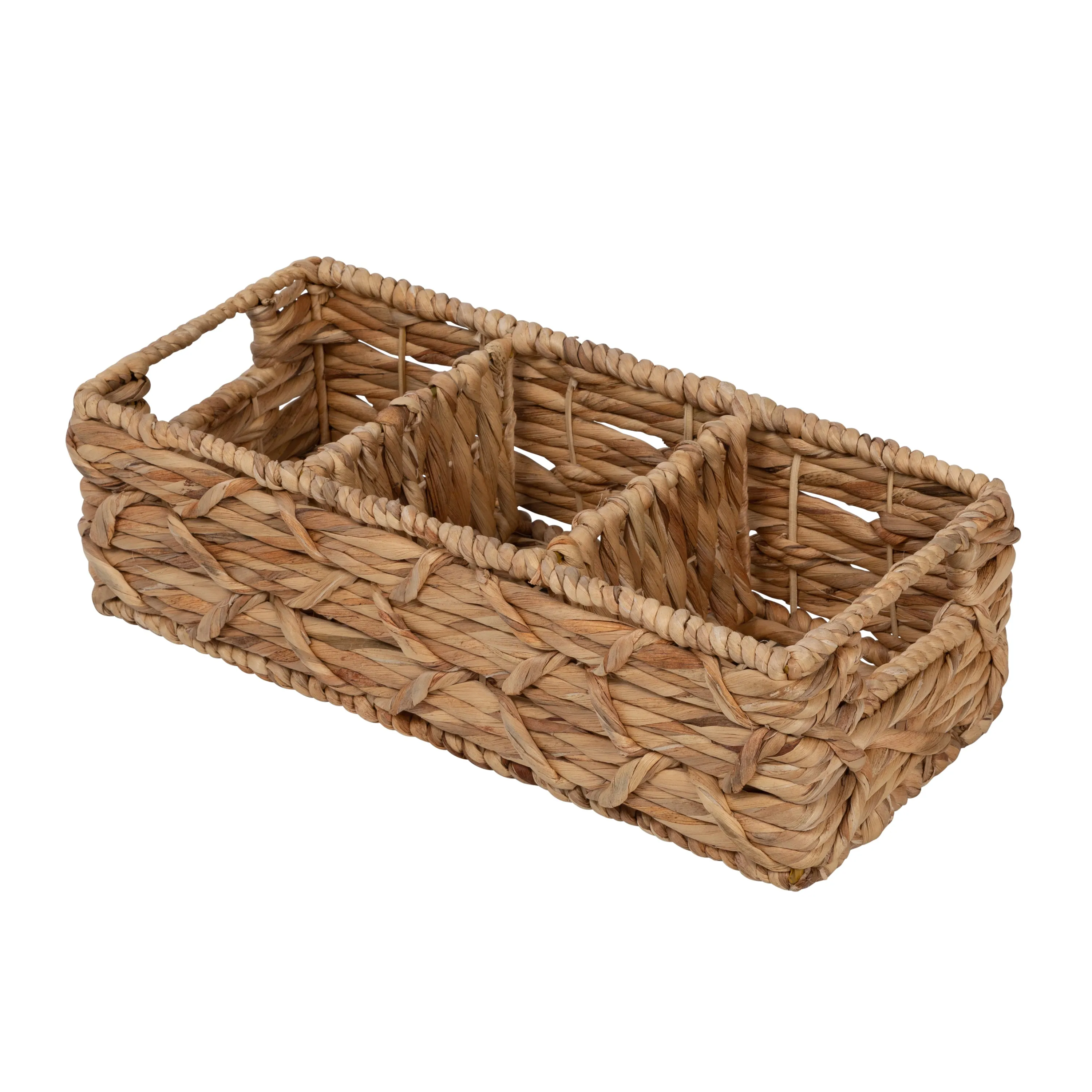 Natural Wicker Multi-Purpose Baskets with Dividers (Set of 2)